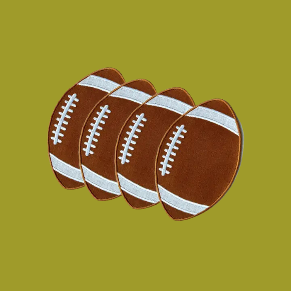 Football Linen Cocktail Napkins S/4