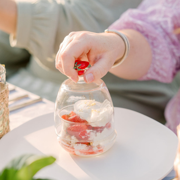Garden Party | Glass Dessert Cups with Strawberry Lid