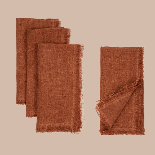 Burnt Lina Linen Napkins S/4