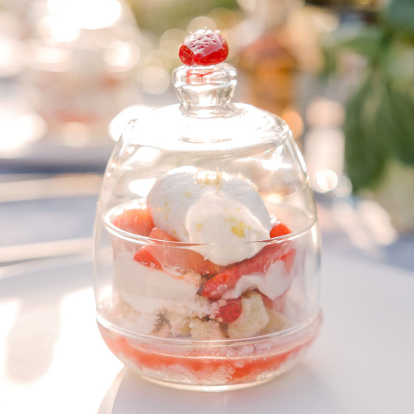 Garden Party | Glass Dessert Cups with Strawberry Lid