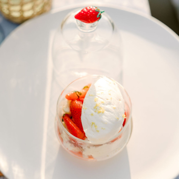 Garden Party | Glass Dessert Cups with Strawberry Lid