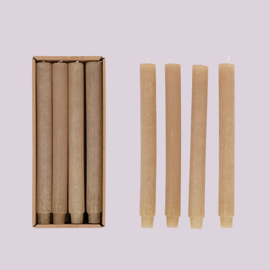 Unscented Pleated Taper Candles, S/12 Linen