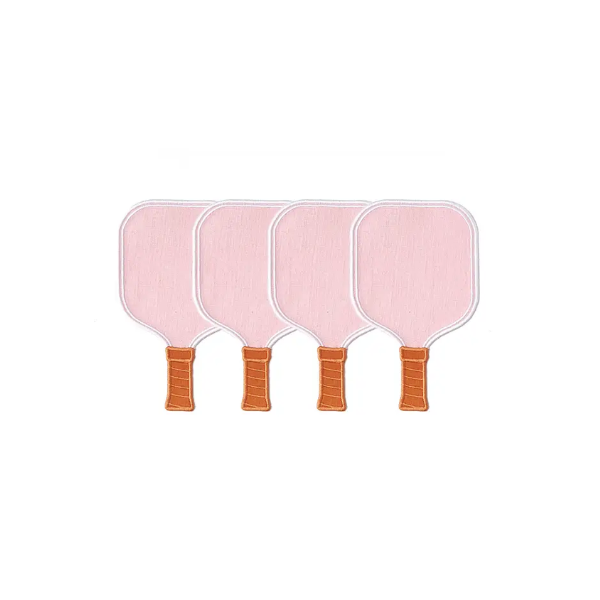 Pink Pickleball Paddle Linen Cocktail Napkins - S/4